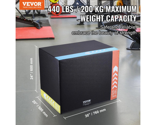 Пліометричний бокс VEVOR 30/24/20 дюймів, різнокольоровий