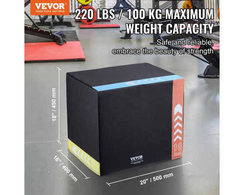 Пліометрична бокс VEVOR 20/18/16 дюймів, різнокольоровий