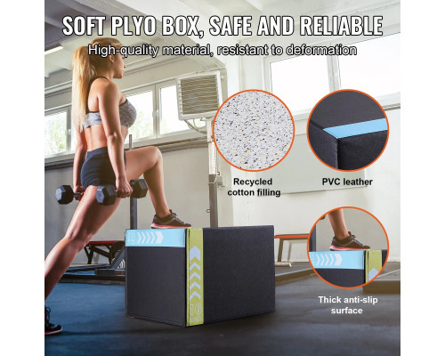 Пліометрична бокс VEVOR 20/18/16 дюймів, різнокольоровий