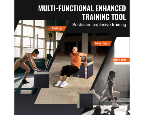 Пліометрична бокс VEVOR 20/18/16 дюймів, різнокольоровий