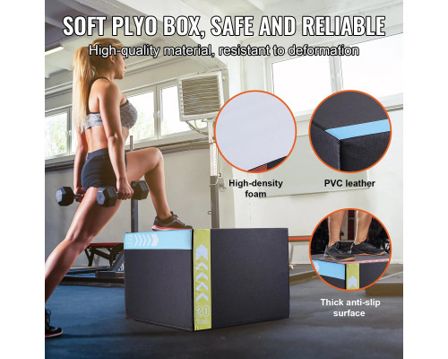 Пліометричний бокс VEVOR 30/24/20 дюймів, різнокольоровий