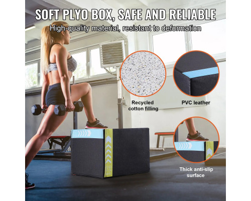 Пліометричний бокс VEVOR 16/14/12 дюймів, різнокольоровий