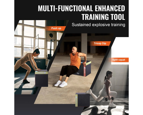 Пліометричний бокс VEVOR 16/14/12 дюймів, різнокольоровий