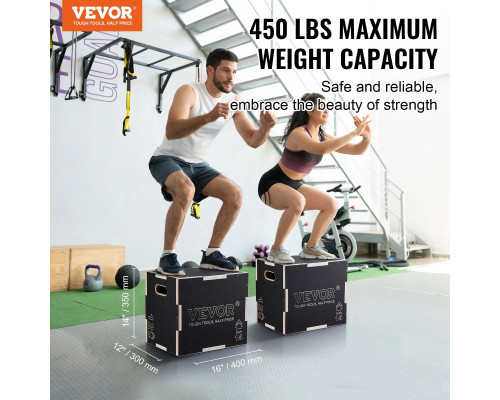 Пліометричний бокс VEVOR 16/14/12 дюймів, чорний