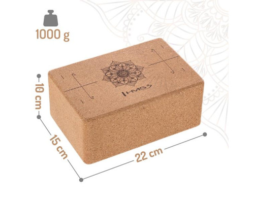 Килимок для йоги HMS YM10 з блоком KJ02 та ременем SJ02, коричневий