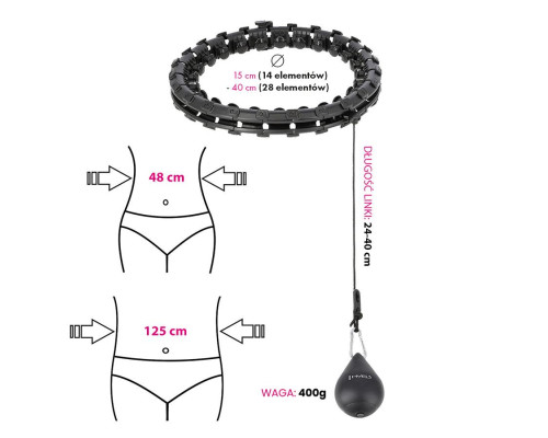 Обруч з вагою HMS HHW12 PLUS SIZE чорний Обруч з вагою HMS HHW12 PLUS SIZE чорний