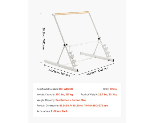 Балетна планка VEVOR CD-WDG08, біла