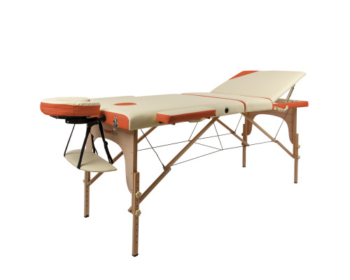 Масажний стіл inSPORTline Japane 3-Piece Wooden - біло-оранжевий