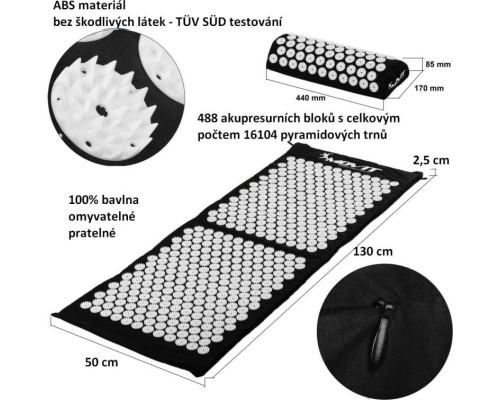 MXSTP Mata do akupresury z poduszką MOVIT 130 x 50 cm, masująca MXSTP Mata do akupresury z poduszką MOVIT 130 x 50 cm, masująca