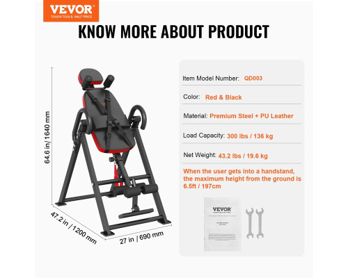 Інверсійний стіл VEVOR QD003, чорний