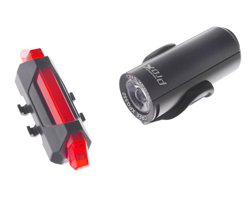 Лампи велосипедні P+T ProX PICTOR Set Black 350+10Lm USB Лампи велосипедні P+T ProX PICTOR Set Black 350+10Lm USB