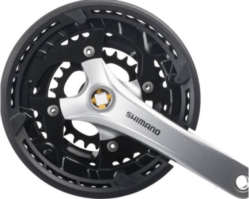 Шатун P+L 48x36x24/170мм SHIMANO FC-T3010 квадрат 9-швид. з кришкою, чорно-сріблястий Шатун P+L 48x36x24/170мм SHIMANO FC-T3010 квадрат 9-швид. з кришкою, чорно-сріблястий