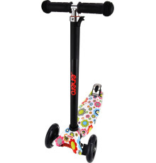 Дитячий самокат триколісний Enero Maxi Flowers чорно-білий