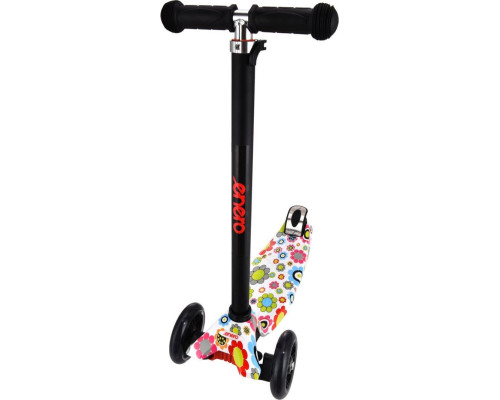 Дитячий самокат триколісний Enero Maxi Flowers чорно-білий