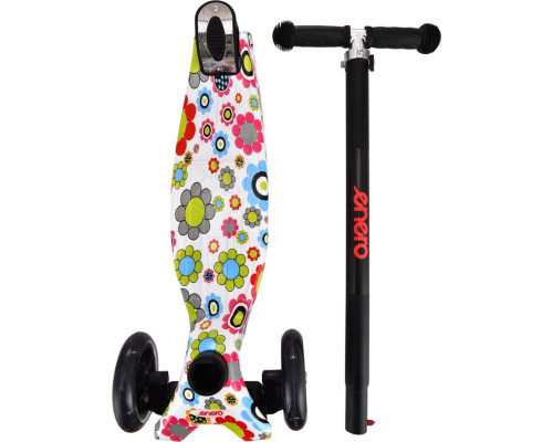 Дитячий самокат триколісний Enero Maxi Flowers чорно-білий