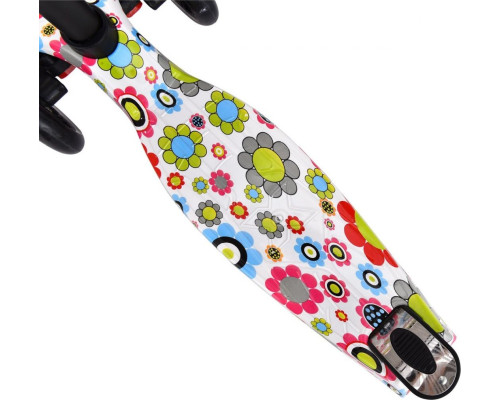 Дитячий самокат триколісний Enero Maxi Flowers чорно-білий