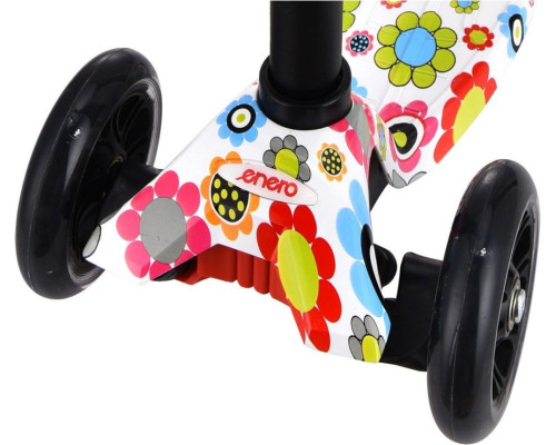 Дитячий самокат триколісний Enero Maxi Flowers чорно-білий