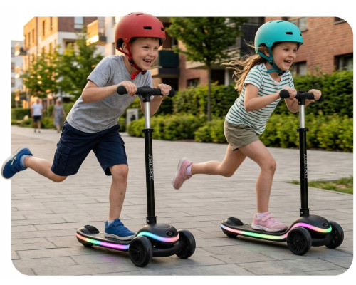 Дитячий самокат триколісний Ricokids Leddi чорний