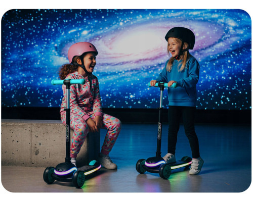 Дитячий самокат триколісний Ricokids Leddi чорно-бірюзовий