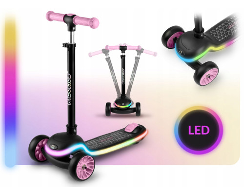 Дитячий самокат триколісний Ricokids Leddi чорно-рожевий