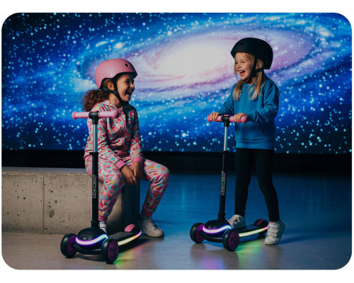 Дитячий самокат триколісний Ricokids Leddi чорно-рожевий