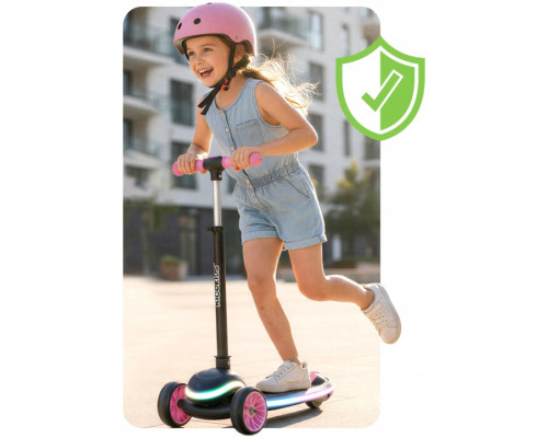 Дитячий самокат триколісний Ricokids Leddi чорно-рожевий