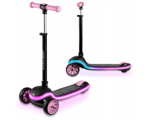 Дитячий самокат триколісний Ricokids Leddi чорно-рожевий