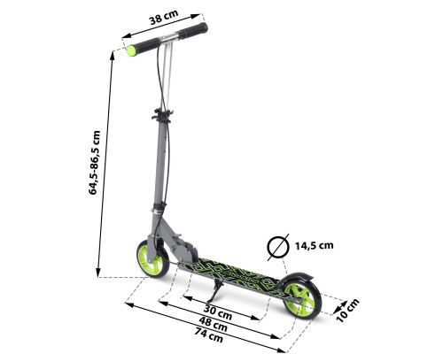 Дитячий самокат Ricokids Kodi сіро-зелений