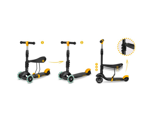 Дитячий самокат триколісний Ricokids Cubi чорно-помаранчевий