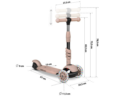 Самокат дитячий триколісний Ricokids Todi бежевий