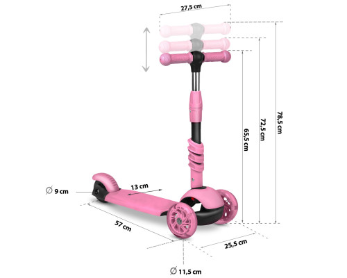 Дитячий самокат триколісний Ricokids Todi рожевий