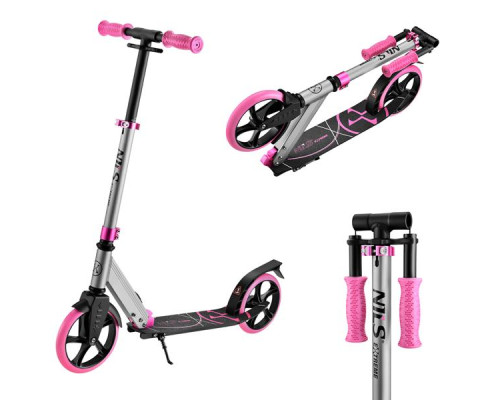 Самокат складний Nils Extreme HM127 сіро-рожевий