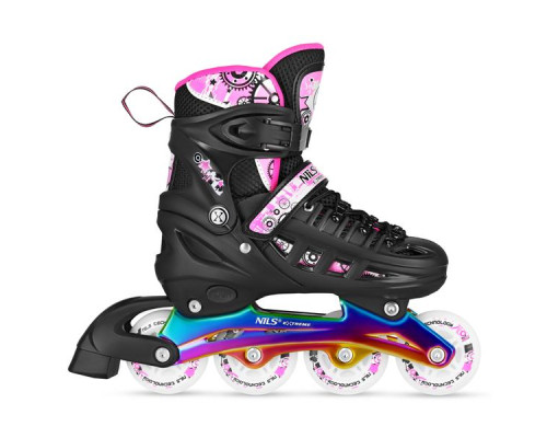 Роликові ковзани 4в1 NILS EXTREME NH10905 розмір S 31-34, чорно-рожеві