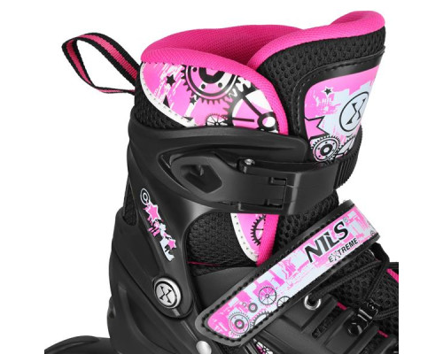 Роликові ковзани 4в1 NILS EXTREME NH10905 розмір S 31-34, чорно-рожеві