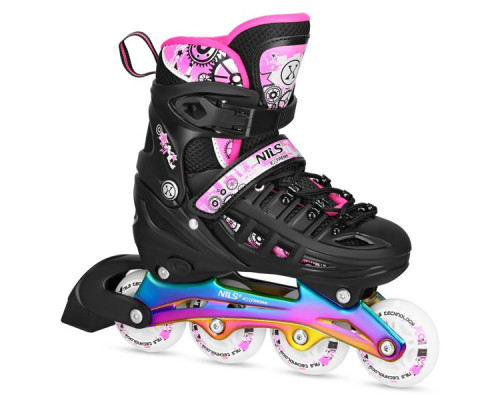 Роликові ковзани 4в1 NILS EXTREME NH10905 розмір M 35-38, чорно-рожеві