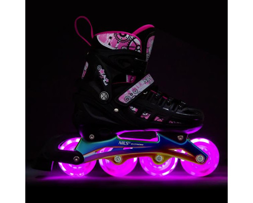 Роликові ковзани 4в1 NILS EXTREME NH10905 розмір M 35-38, чорно-рожеві