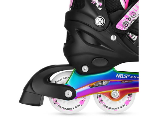 Роликові ковзани 4в1 NILS EXTREME NH10905 розмір M 35-38, чорно-рожеві
