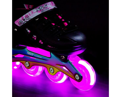 Роликові ковзани 4в1 NILS EXTREME NH10905 розмір M 35-38, чорно-рожеві