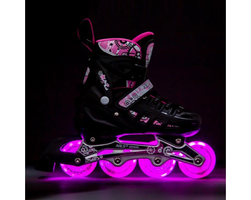 Роликові ковзани 4в1 NILS EXTREME NH10905 розмір L 39-42, чорно-рожеві