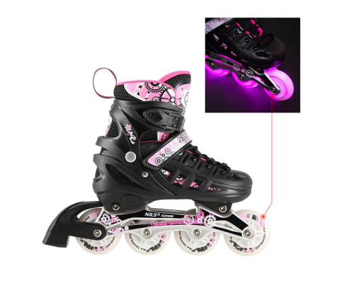 Роликові ковзани 4в1 NILS EXTREME NH10905 розмір M 35-38, чорно-рожеві
