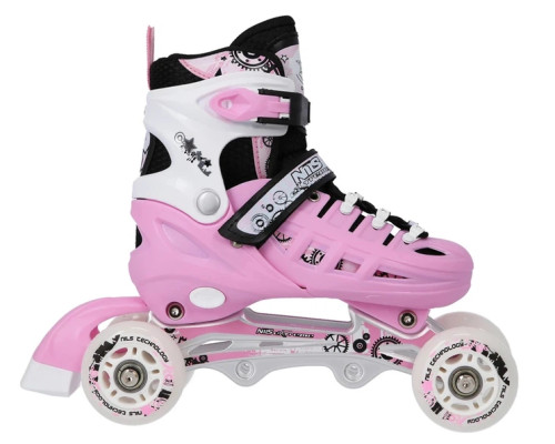 Роликові ковзани 4в1 NILS EXTREME NH1090 розмір S 31-34, рожеві