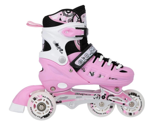 Роликові ковзани 4в1 NILS EXTREME NH1090 розмір S 31-34, рожеві