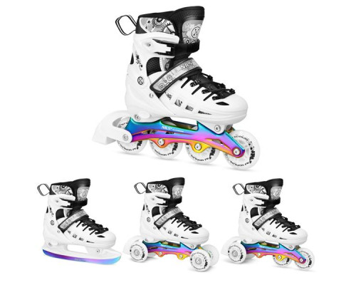 Роликові ковзани 4в1 NILS EXTREME NH10905 розмір L 39-42, чорно-білі