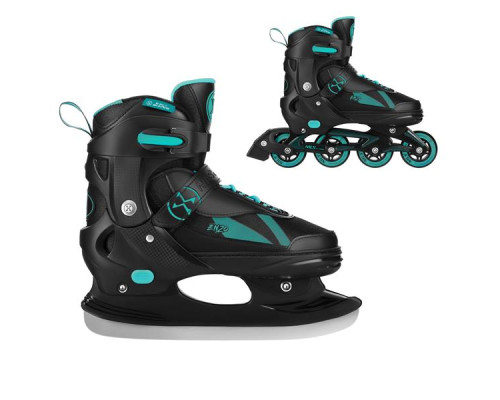 Роликові ковзани 2в1 NILS EXTREME NH382 розмір S 32-35, чорно-зелені