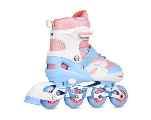 Роликові ковзани з комплектом захисту NILS EXTREME Moonbeam NA0189 розмір M 35-38, блакитно-рожеві