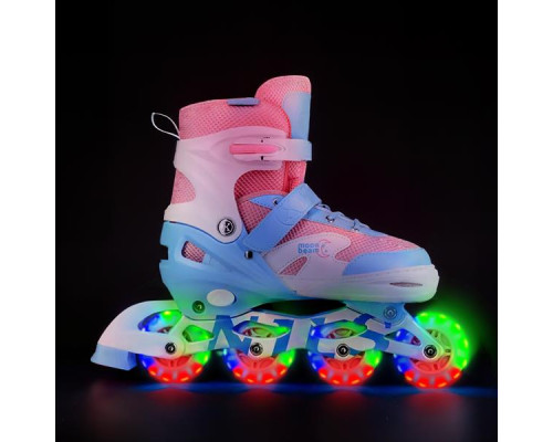 Роликові ковзани з комплектом захисту NILS EXTREME Moonbeam NA0189 розмір M 35-38, блакитно-рожеві