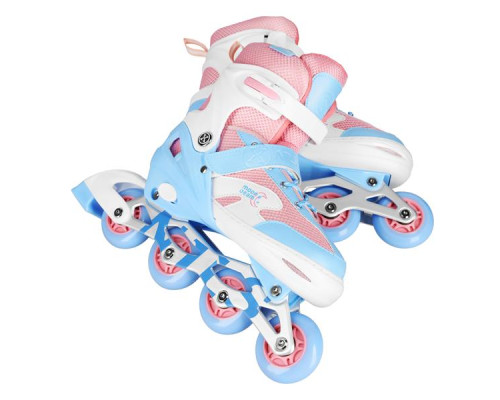 Роликові ковзани з комплектом захисту NILS EXTREME Moonbeam NA0189 розмір L 39-42, блакитно-рожеві