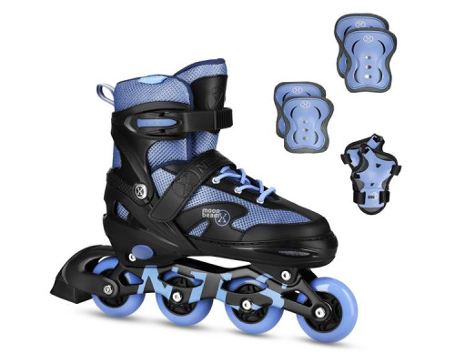 Роликові ковзани з комплектом захисту NILS EXTREME Moonbeam NA0189 розмір M 35-38, чорно-сині