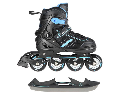 Роликові ковзани 2в1 NILS EXTREME NH18191 розмір L 39-42, чорно-сині