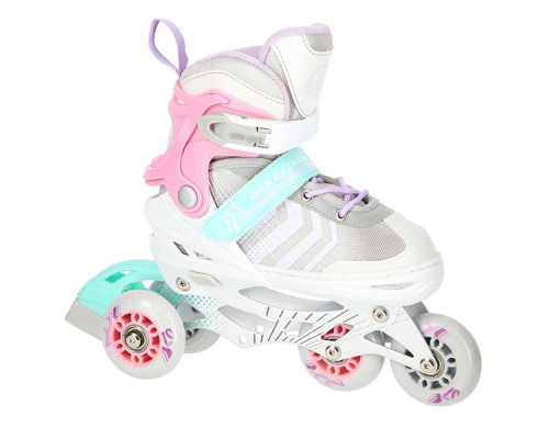 Роликові ковзани 4в1 NILS EXTREME NH18192 розмір S 29-33, біло-рожеві